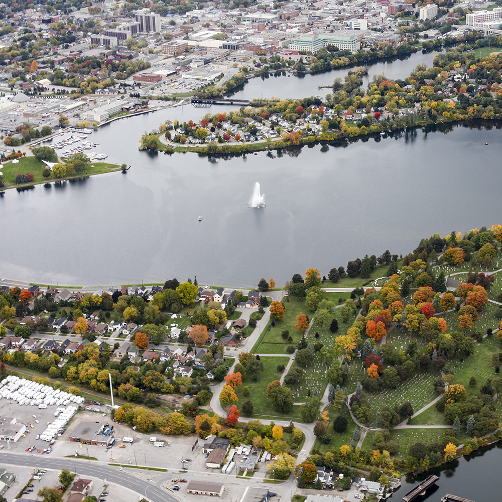 Overhead view of Peterborough, Ontario, Canada