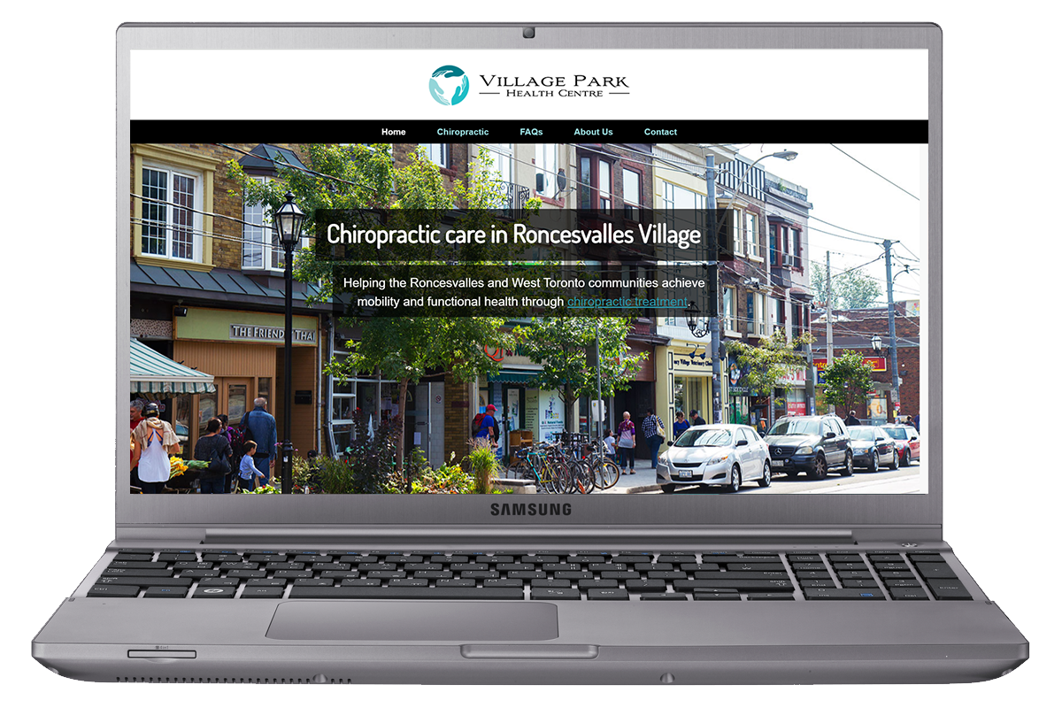 Village-Park_screen-capture View of homepage on laptop screen